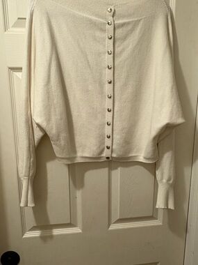 Classic cream Button-Back Women's Sweater